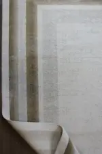 Monk Çerçeveli Krem Vizon Çizgili Akrilik Makine Halısı - Görsel 4