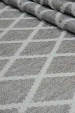 Busseto Modern Gri Krem Çizgili Polyester Makine Halısı - Görsel 7