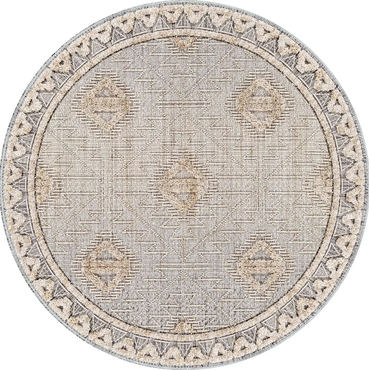 Brera Çerçeveli Bej Polyester ve Pamuklu Yıkanabilir Kaydırmaz Taban Dijital Baskı Halı - Görsel 7