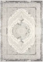 Clouin Çerçeveli Gri Polyester Makine Halısı