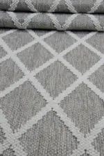 Busseto Modern Gri Krem Çizgili Polyester Makine Halısı - Görsel 5