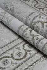 Cangey Çerçevegli Krem Kahve Göbekli Akrilik Makine Halısı - Görsel 7