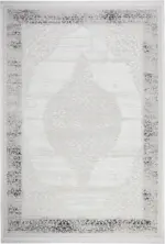 Opera Çerçeveli Krem Gri Çizgili Polyester Makine Halısı