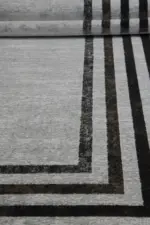 Puits Çerçeveli Krem Polyester Makine Halısı - Görsel 5