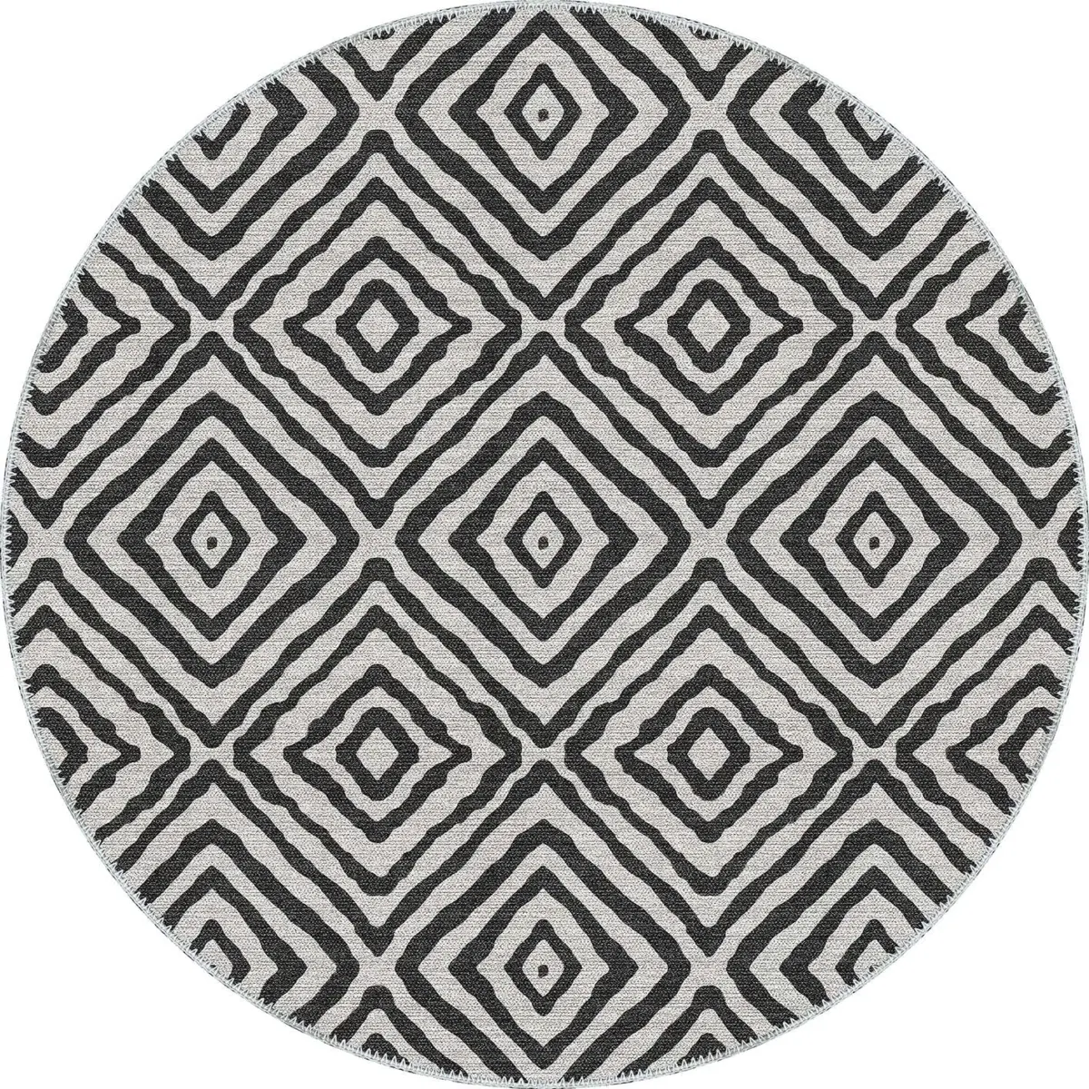 Letras Goemetrik Beyaz Polyester ve Pamuklu Yıkanabilir Kaydırmaz Taban Dijital Baskı Halı - Görsel 7