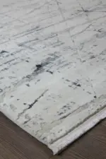 Lodi Modern Krem Mavi Çizgili Polyester Makine Halısı - Görsel 2