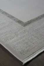 Naveil Çerçeveli Krem Kahve Çizgili Akrilik Makine Halısı - Görsel 2