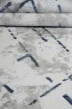 Braye Modern Krem Mavi Çizgili Akrilik Makine Halısı - Görsel 5