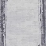 Las Çerçeveli Gri Polyester ve Pamuklu Yıkanabilir Kaydırmaz Taban Dijital Baskı Halı