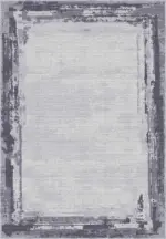 Las Çerçeveli Gri Polyester ve Pamuklu Yıkanabilir Kaydırmaz Taban Dijital Baskı Halı