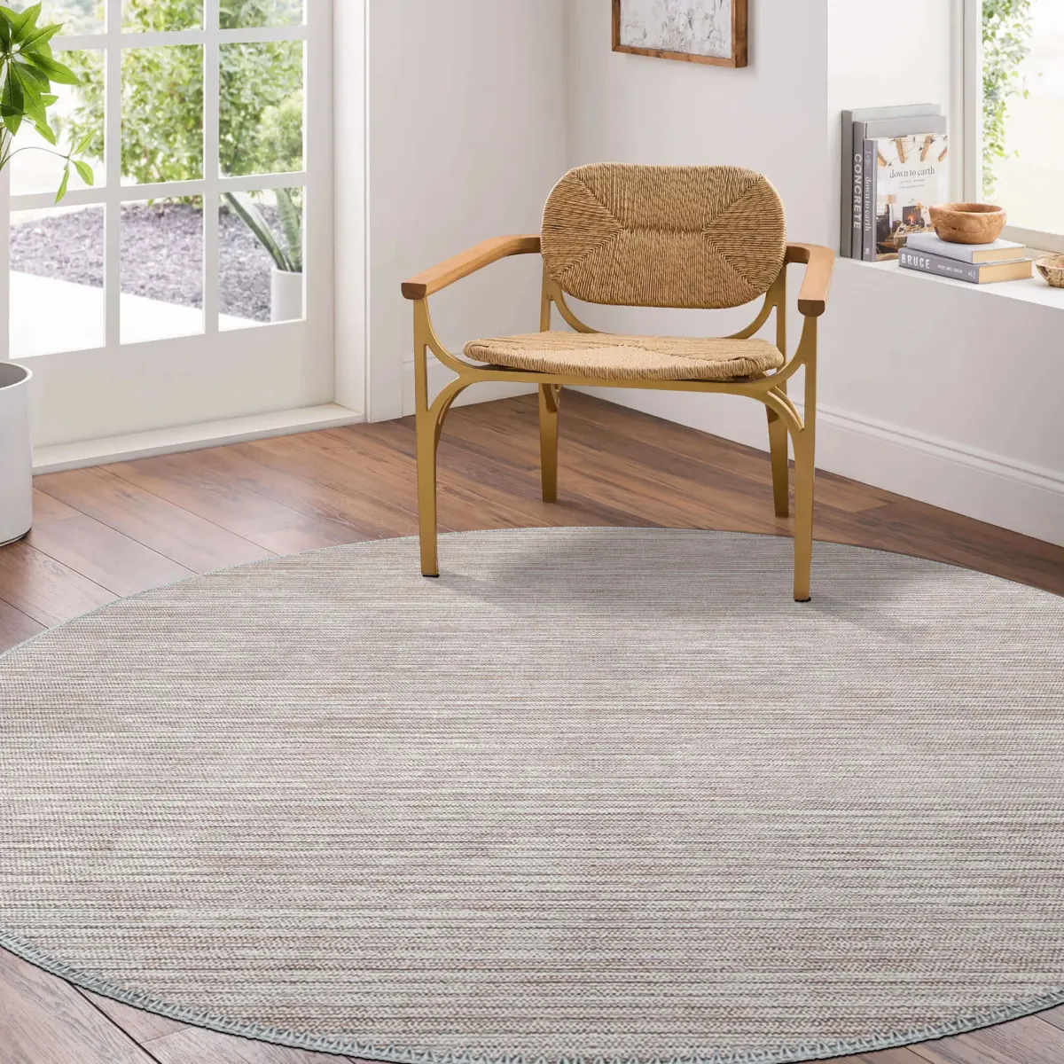 Gago Modern Bej Polyester ve Pamuklu Yıkanabilir Kaydırmaz Taban Dijital Baskı Halı - Görsel 8