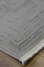 Leivi Çerçeveli Gri Polyester Makine Halısı - Görsel 2