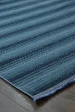 Horton Modern Mavi Yıkanabilir Polyester/Pamuk Makine Halısı - Görsel 2