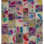 Patchwork Multi Pamuk Üzerine Yün El Dokuma Kilim-307x407