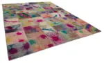 Patchwork Multi Pamuk Üzerine Yün El Dokuma Kilim-305x406 - Görsel 2