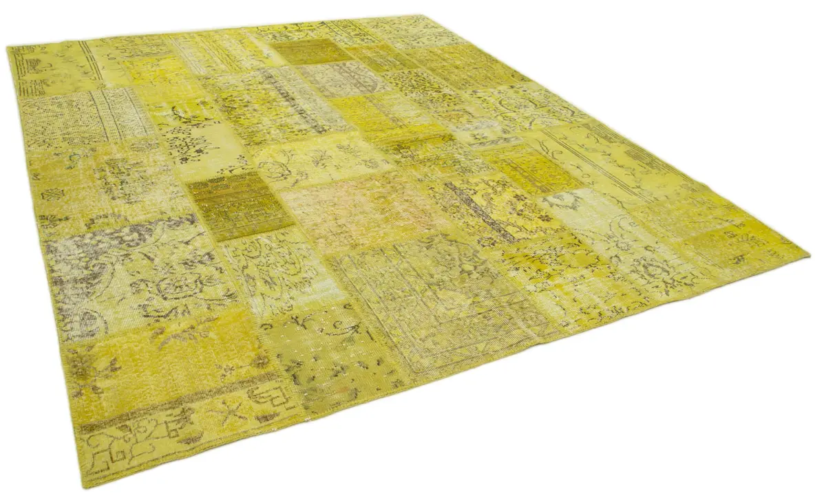 Patchwork Sarı Pamuk Üzerine Yün El Dokuma Kilim-260x305 - Görsel 2