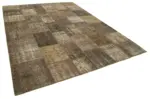 Patchwork Kahverengi Pamuk Üzerine Yün El Dokuma Kilim-254x348 - Görsel 2