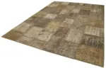 Patchwork Kahverengi Pamuk Üzerine Yün El Dokuma Kilim-254x348 - Görsel 3