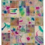 Patchwork Multi Pamuk Üzerine Yün El Dokuma Kilim-252x348