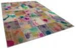 Patchwork Multi Pamuk Üzerine Yün El Dokuma Kilim-252x348 - Görsel 2