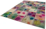 Patchwork Multi Pamuk Üzerine Yün El Dokuma Kilim-250x351 - Görsel 3
