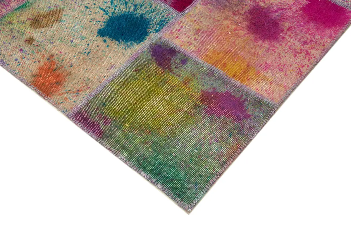 Patchwork Multi Pamuk Üzerine Yün El Dokuma Kilim-250x351 - Görsel 4