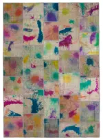 Patchwork Multi Pamuk Üzerine Yün El Dokuma Kilim-248x352