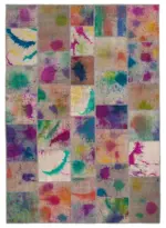 Patchwork Multi Pamuk Üzerine Yün El Dokuma Kilim-252x350