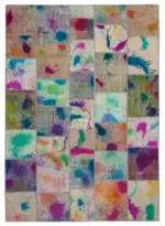 Patchwork Multi Pamuk Üzerine Yün El Dokuma Kilim-251x351