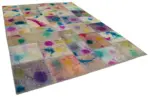 Patchwork Multi Pamuk Üzerine Yün El Dokuma Kilim-252x353 - Görsel 2