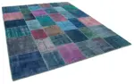 Patchwork Mavi Pamuk Üzerine Yün El Dokuma Kilim-246x303 - Görsel 2