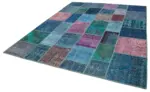 Patchwork Mavi Pamuk Üzerine Yün El Dokuma Kilim-246x303 - Görsel 3
