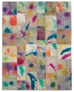 Patchwork Multi Pamuk Üzerine Yün El Dokuma Kilim-247x307