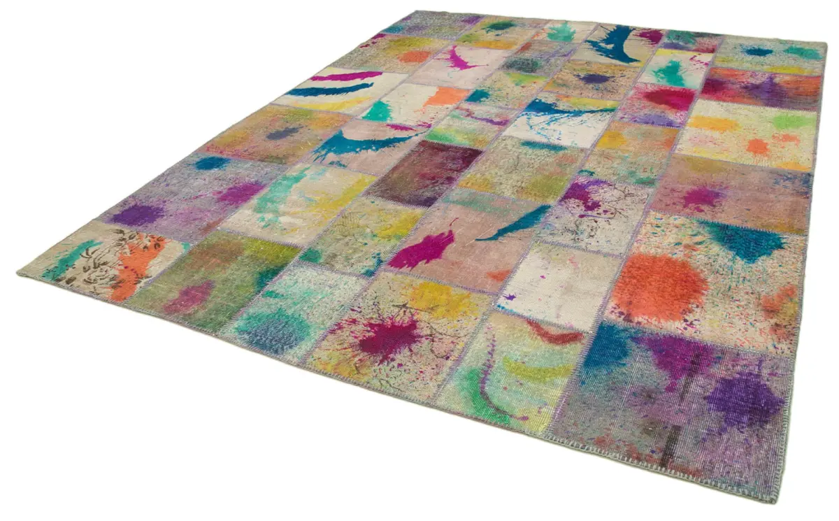 Patchwork Multi Pamuk Üzerine Yün El Dokuma Kilim-247x307 - Görsel 3