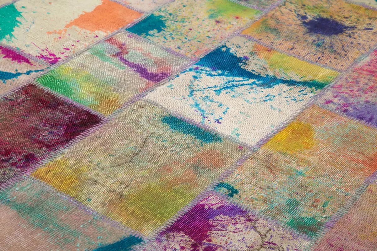 Patchwork Multi Pamuk Üzerine Yün El Dokuma Kilim-247x307 - Görsel 5