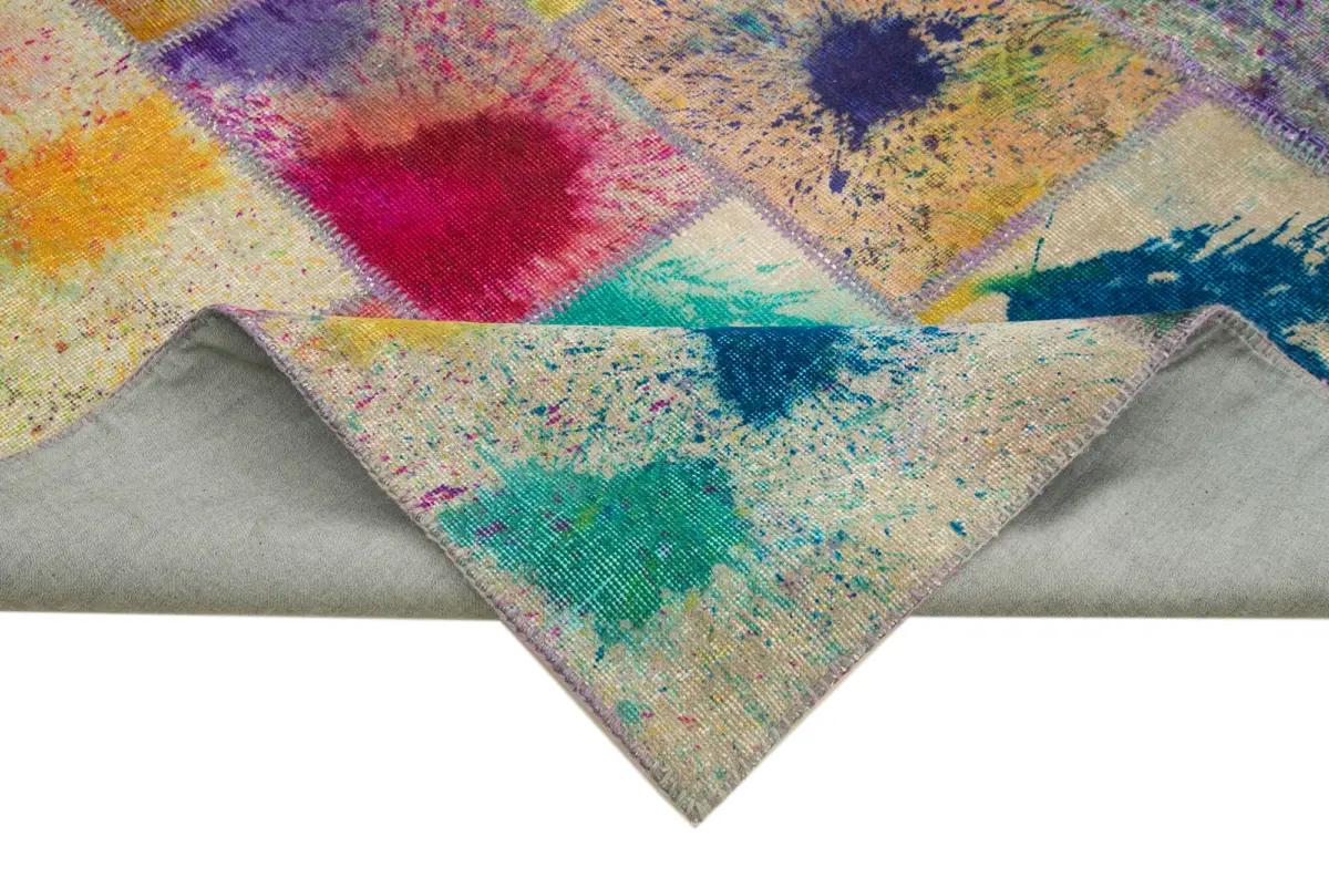 Patchwork Multi Pamuk Üzerine Yün El Dokuma Kilim-247x307 - Görsel 6