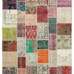 Patchwork Multi Pamuk Üzerine Yün El Dokuma Kilim-245x295