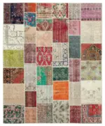 Patchwork Multi Pamuk Üzerine Yün El Dokuma Kilim-245x295