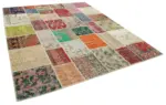 Patchwork Multi Pamuk Üzerine Yün El Dokuma Kilim-245x295 - Görsel 2