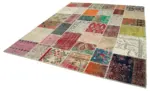 Patchwork Multi Pamuk Üzerine Yün El Dokuma Kilim-245x295 - Görsel 3