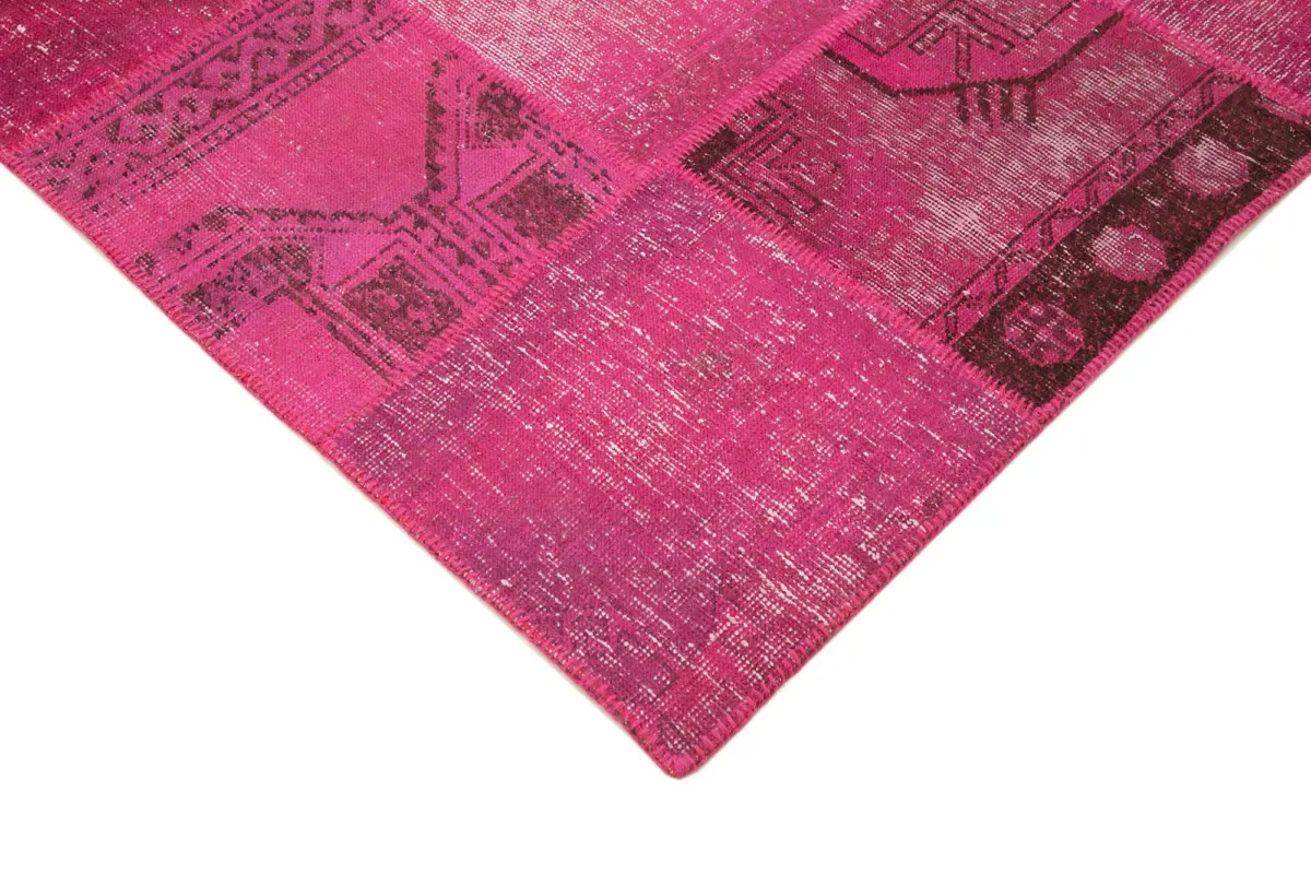 Patchwork Pembe Pamuk Üzerine Yün El Dokuma Kilim-250x302 - Görsel 4