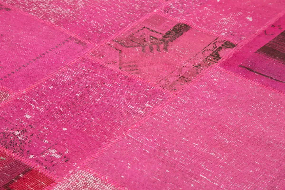 Patchwork Pembe Pamuk Üzerine Yün El Dokuma Kilim-250x302 - Görsel 5