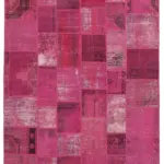 Patchwork Pembe Pamuk Üzerine Yün El Dokuma Kilim-242x300