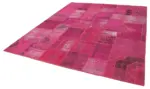 Patchwork Pembe Pamuk Üzerine Yün El Dokuma Kilim-242x300 - Görsel 3
