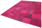 Patchwork Pembe Pamuk Üzerine Yün El Dokuma Kilim-254x350 - Görsel 3