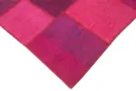 Patchwork Pembe Pamuk Üzerine Yün El Dokuma Kilim-254x350 - Görsel 4