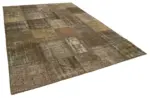 Patchwork Kahverengi Pamuk Üzerine Yün El Dokuma Kilim-253x355 - Görsel 2