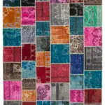 Patchwork Multi Pamuk Üzerine Yün El Dokuma Kilim-278x366