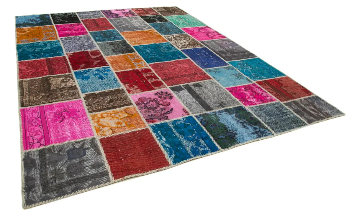Patchwork Multi Pamuk Üzerine Yün El Dokuma Kilim-278x366 - Görsel 2