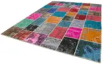 Patchwork Multi Pamuk Üzerine Yün El Dokuma Kilim-278x366 - Görsel 3